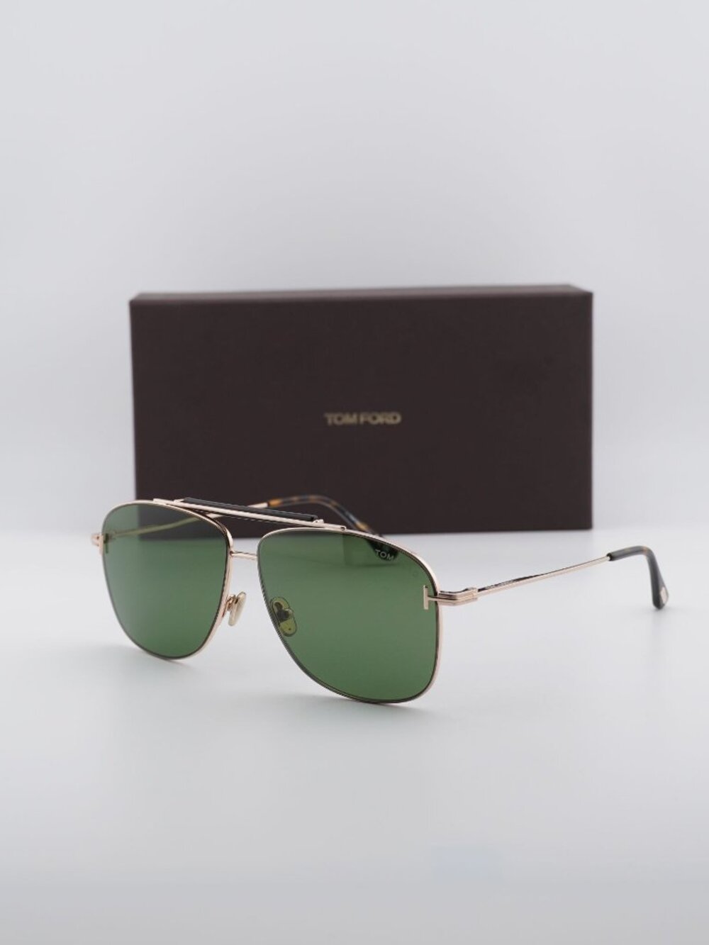 Tom Ford Jaden FT1017 28N Aviator Sunglasses - Shiny Rose Gold \ Green